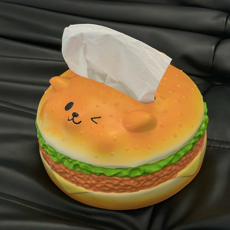 Cartoon Cute Burger Tissue Box Storage Box Living Room Desktop Decoration Home Fun Decorations Ornaments