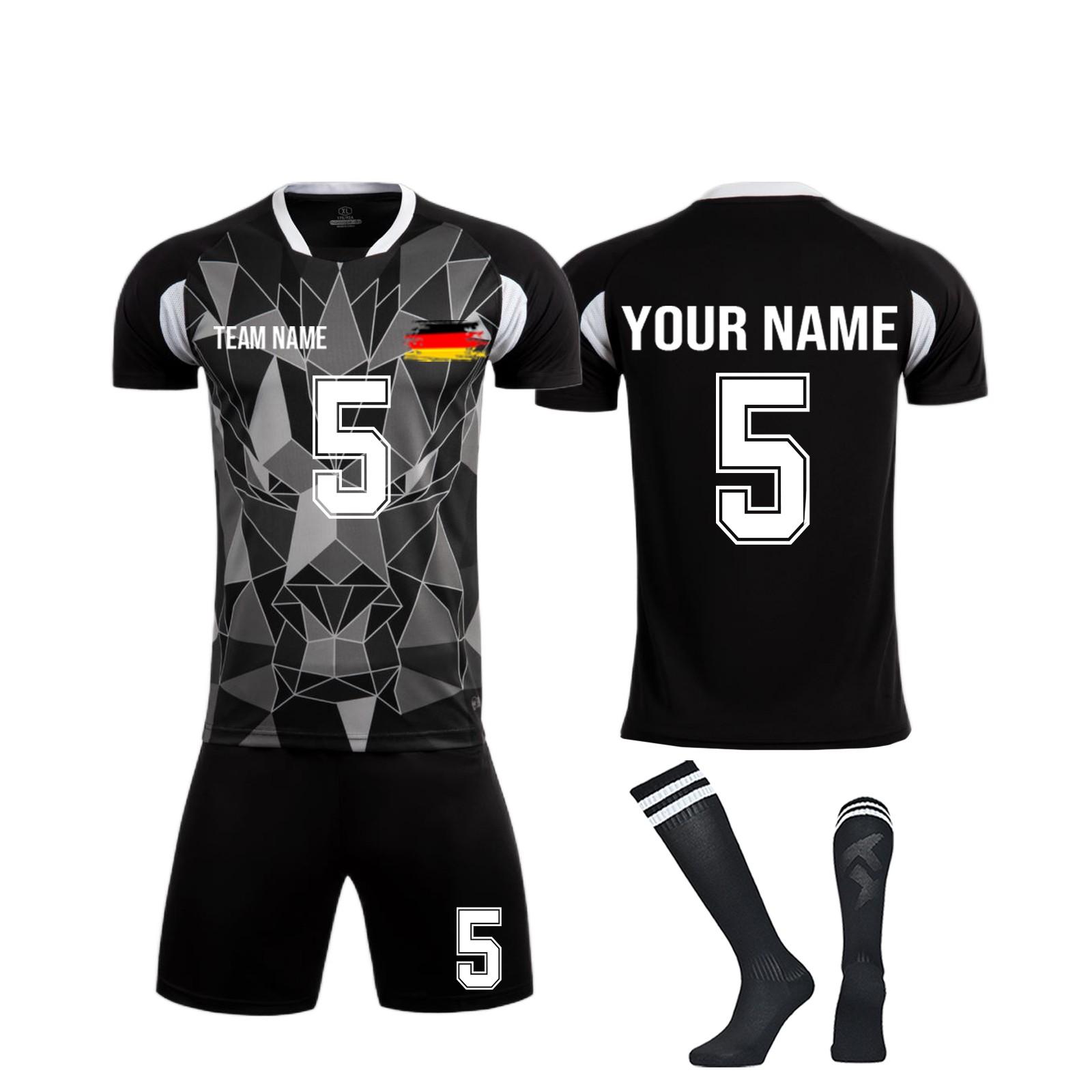 

Комплект персонализированных рубашек для мужчин и девочек с именем и номером, футбольные майки на заказ для мальчиков, тренировочный костюм 22 чёрный