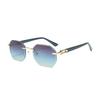 Fashionable Trendy Women Men Square Sunglasses Frameless Rectangular Sunglasses Gradient Sun Glassesfor Daily Life