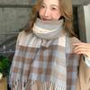 Autumn and Winter Scarf Women's 1116 New Korean Version of Simple Imitation Cashmere Plaid Warm Shawl Fashionable Versatile Fringed Scarf