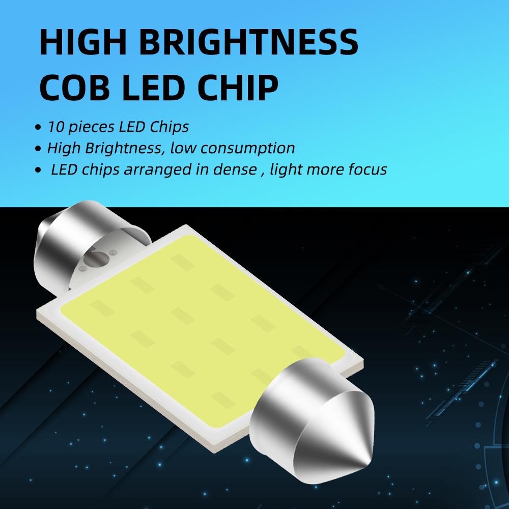 2/6/10 PCS C5W LED Bulb C10W Festoon 31/36/39/41/42mm COB White Car Interior Dome Reading Lights Trunk License Plate Lamp 12V Dome Lights 6