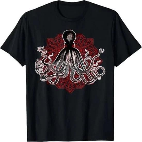 Octopus Mandala Art Vintage Ocean Creature Graphic T-shirt S