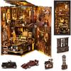 CRESYMME Dukkehus Boghjørne Miniature Sæt Træ 3D Puslespil for Voksne med LED Lys