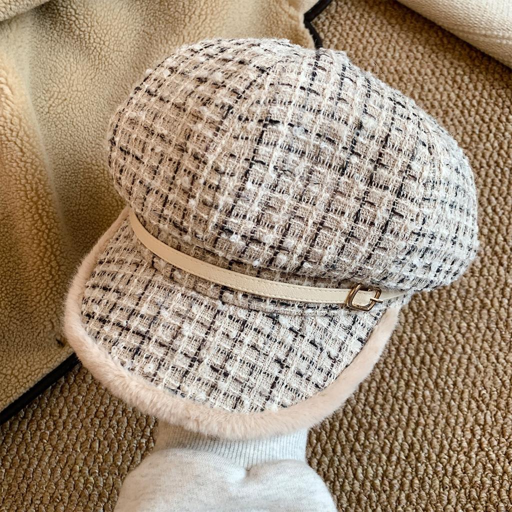 Plush Beret for Women in Autumn and Winter To Keep Warm and Show Face Small Octagonal Hat  Large Head Circumference  Fashionable Peaked Hat