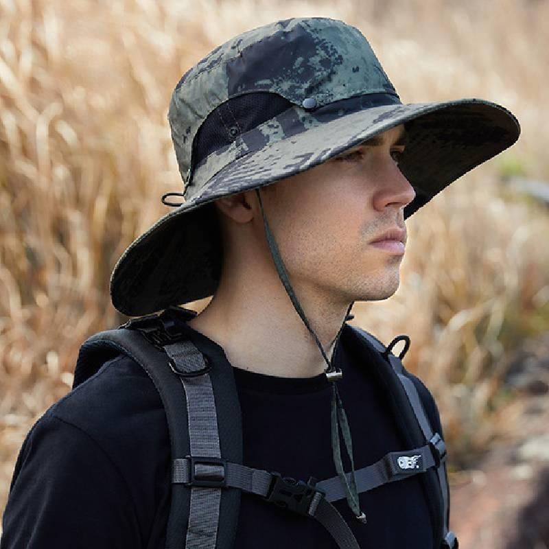 Camouflage Fishermans Hat Summer Outdoor Sun Protection With Wide Brim For Men