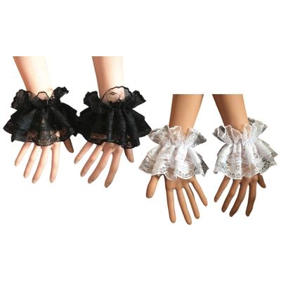 2 Paar Spitzenblumen-Armstulpen Anime-Handgelenkstulpen Ärmel Dekorative Ärmel für Damen Hochzeit und Cosplay Kostümieren