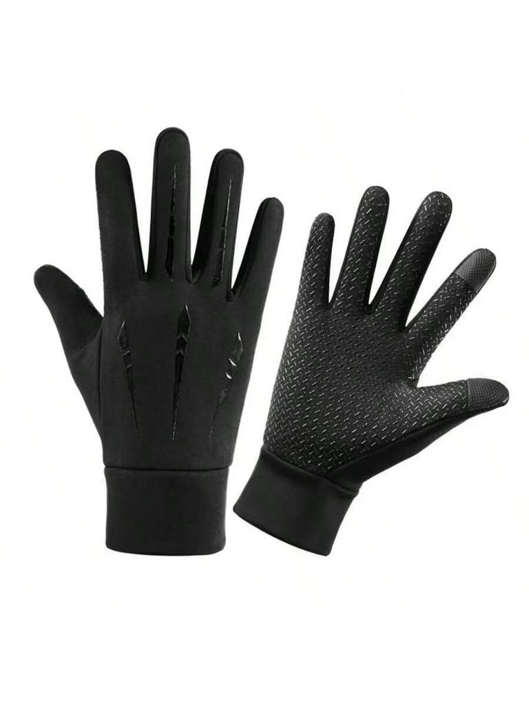Fleece Lined Warm Motorcycle Gloves Men Full Finger Touchscreen Windproof