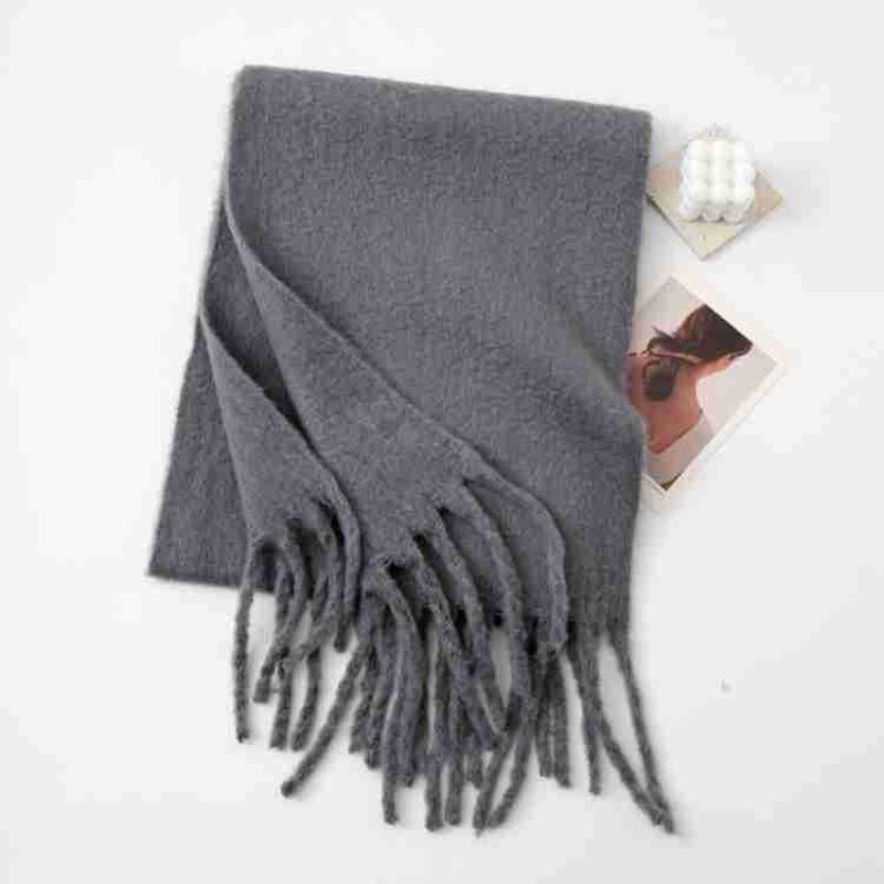 Vielseitiger Mohair-Einfarbschal Damen Winter Verdickung Schlichte Wärme Vergrößerter Schal