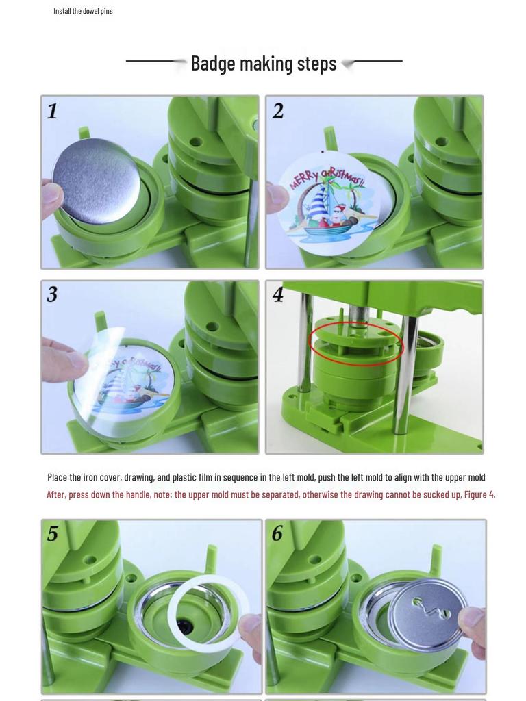 Push-Pull Badge Machine with Interchangeable Molds - Guzi Tinplate Badge Maker