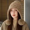 Winter Thick Velvet Knitted Hat Outdoor Warm Ear Protection Three Hair Ball Wool Hat