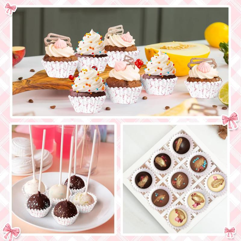 100 ks Mini Růžová Mašlička Papírové Košíčky na Dort Pečení Muffin Dort Čokoládové Košíčky Kelímky Párty Podnos Forma na Dort Dekorační Nástroj