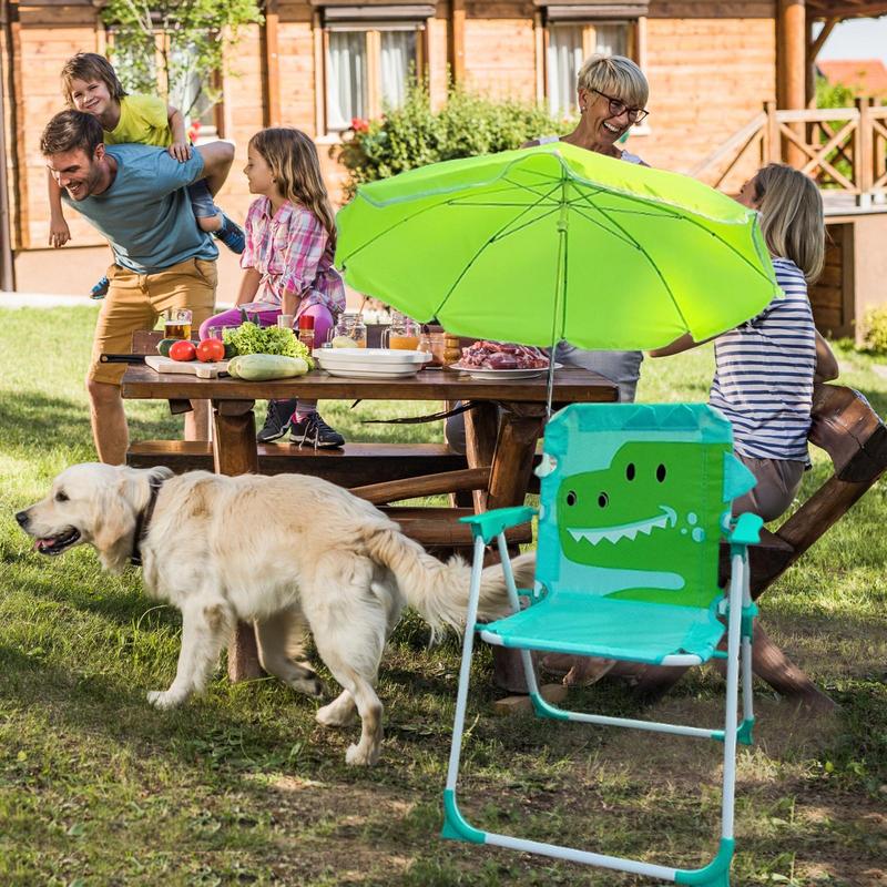 Kids Camping Chair with Outdoor Umbrella Folding Lightweight and Sturdy Wind Resistant Sand Seat for Beach Outdoor Camping