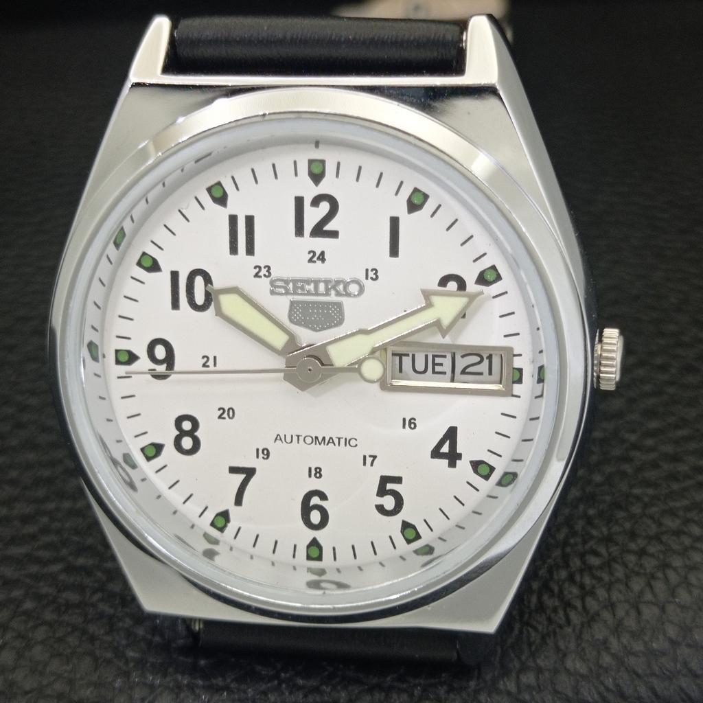 JAPAN VINTAGE REFURBISHED SEIKO 5 AUTOMATIC 6309A MENS WHITE WATCH A441724-1 Sk-a441724