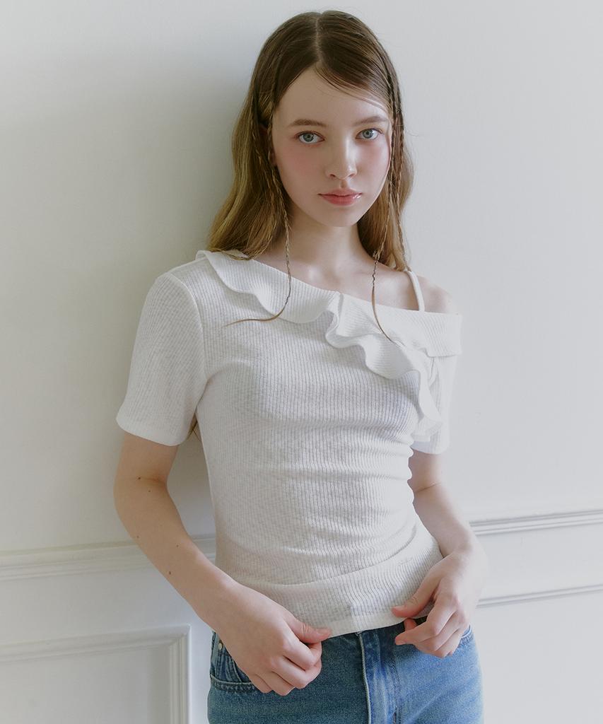 MICANE Naevin Frill One-Shoulder Tee