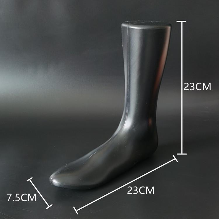 Black Plastic Foot Mannequin Model for Displaying Socks and Shoes - Male & Female Style, Flat-Bottomed, Ideal for Retail and Fashion Showcases.
