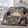 2026 New Arrivals Modern Polyester Quilted Throw Blanket with Digital Watercolor Print Alien, Floral, Butterfly, Skull & Plant Design Soft, Warm & Coz