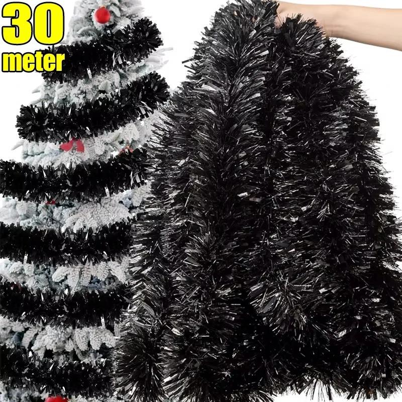 30/2M Halloween Tinsel Garland Black White Cane Ribbon Christmas Wreath DIY Home Xmas Tree Ornaments New Year Party Decoration