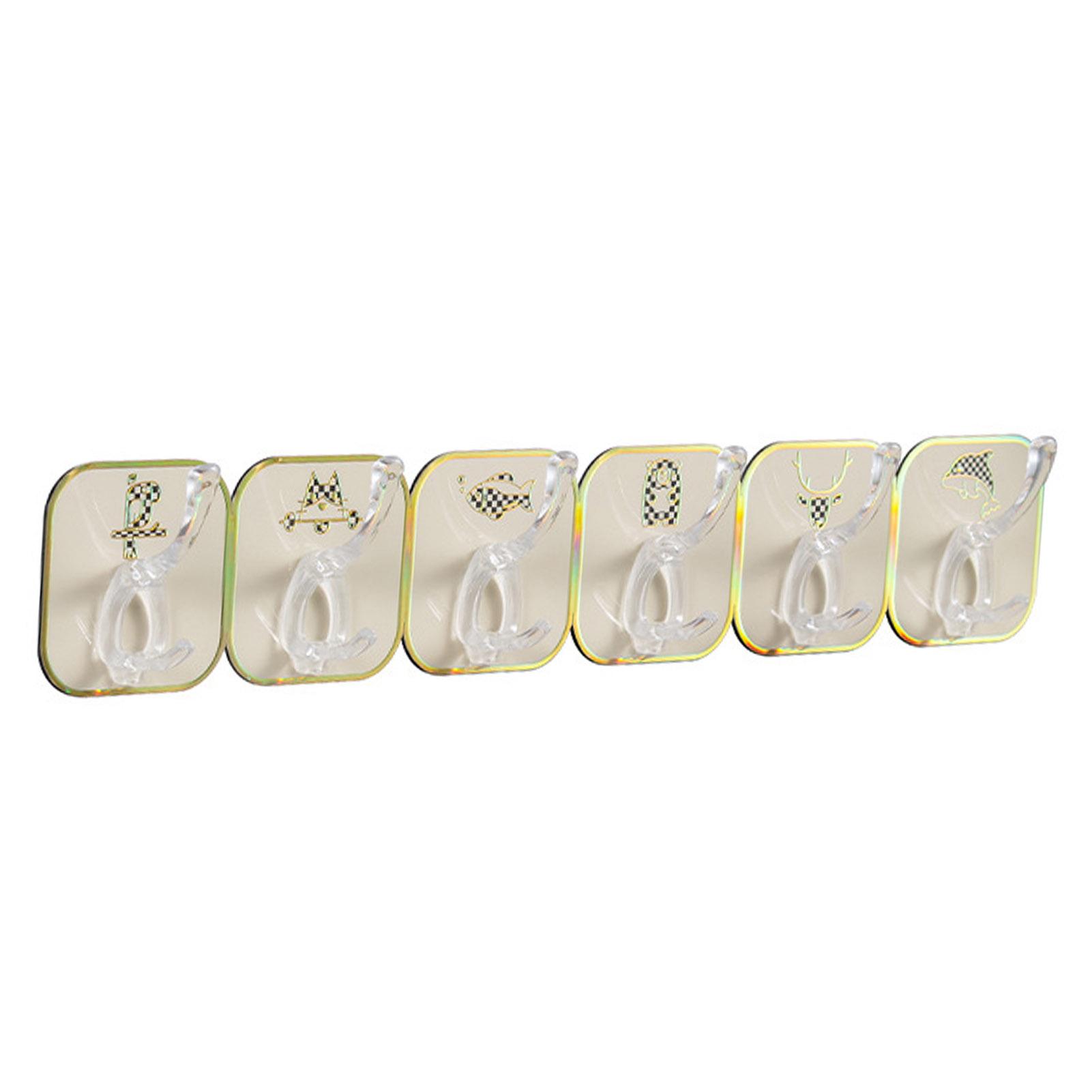 

Adhesive Door Hook Hole Free 6 Row Design Multifunctional Wall Hanging Hook for Kitchen Yellow жёлтый