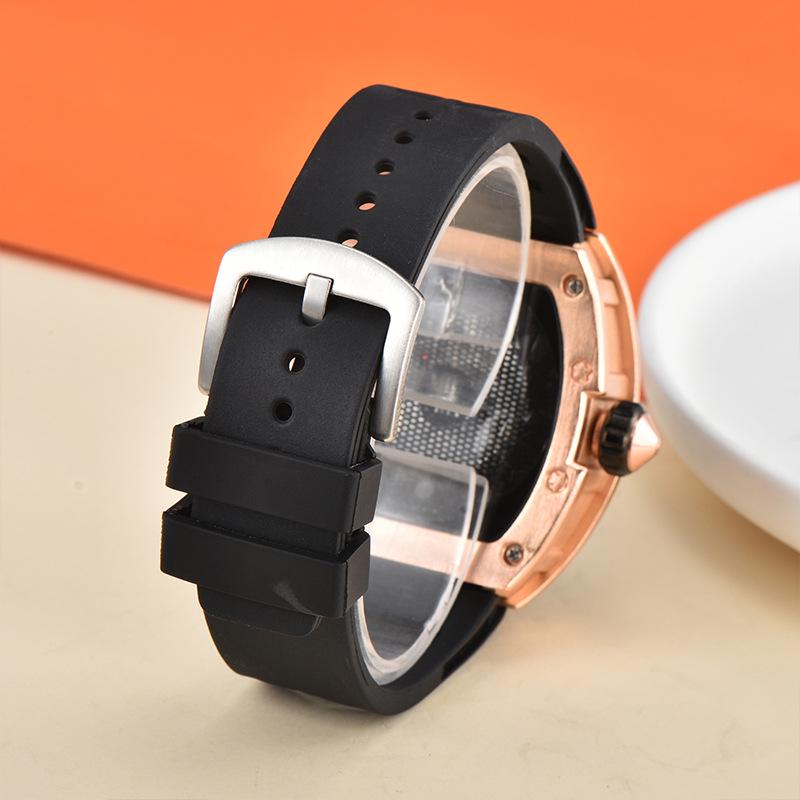 Men's Trendy Barrel-Shaped Full Diamond Quartz Watch with Calendar