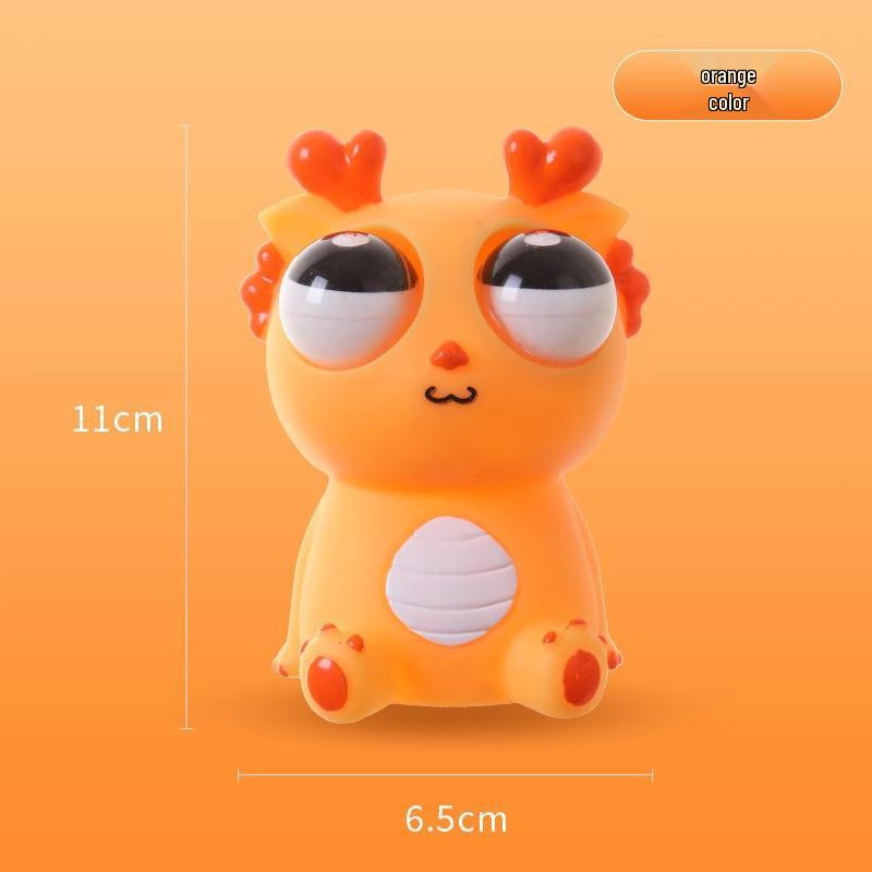 Wyczekujący, wytrzeszczony Smok z wytrzeszczonymi oczami - Prezent na stres i zabawka relaksacyjna celebryty internetowej