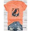Women's Art Crow and Book Design Print Casual Short-sleeved Round-neck T-shirt