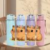 1PC Capybara Cartoon Pattern 750ml Color Plastic Sports Water Bottle Leakproof Flip Straw Lid Suitable for Sports Office Home Use