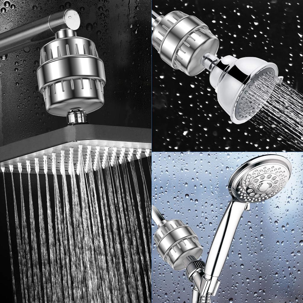 20-Stage Shower Filter for Hard Water with 2 Filter Elements Vitamin C Remove Chlorine and Fluoride Anti-Rust Shower Filter