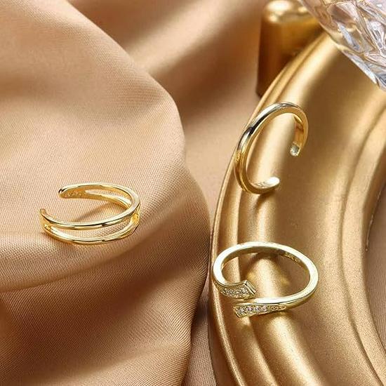 Set di 3 Anelli per Piede Semplici Sexy in Rame Regolabili per Donna