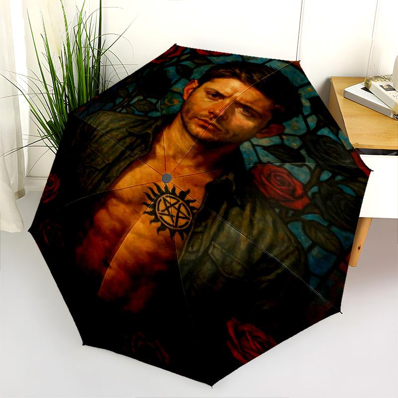 Supernatural: Shadows Flames Folding Umbrella Portable Travel Gift Umbrella Three Folds
