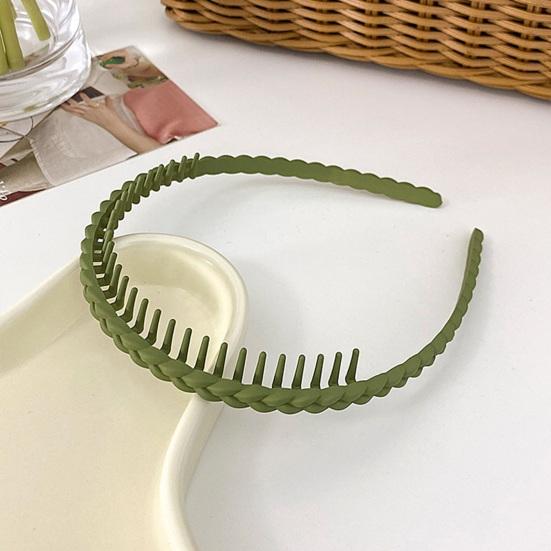 Women Headband Elastic Solid Color Anti-slip Frosted Braid Broken Hair Organization Face Washing Bath Hair Hoop with Teeth Female Headwear