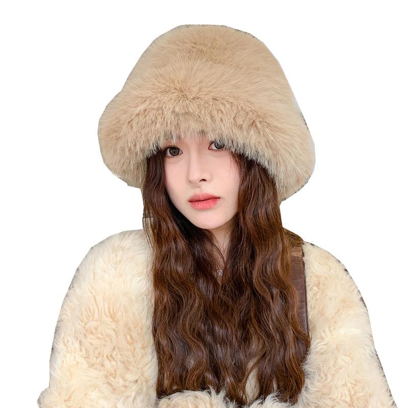 New Hat for Women In Winter Warm Imitation Fur Fashionable Versatile Fisherman Hat Imitation Mink Fur Showing Face Small Mongolian Hat