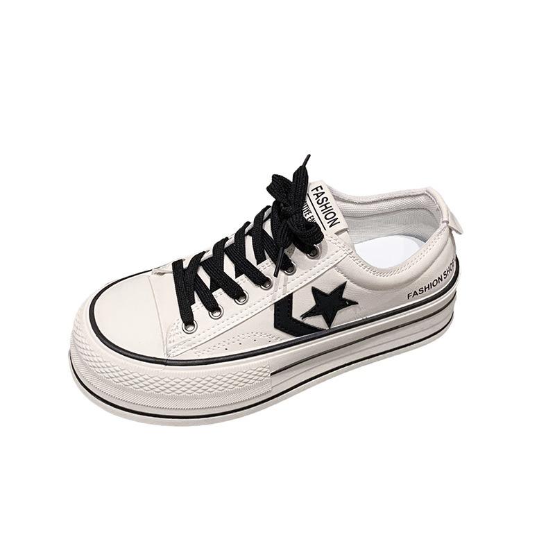 Thickness increased student breathable canvas shoes women's spring and summer new muffin soles casual versatile little white shoes board shoes