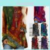 Plus Size Womens Hippie Boho Long Sleeve Tops With Soft Material And Floral Pattern