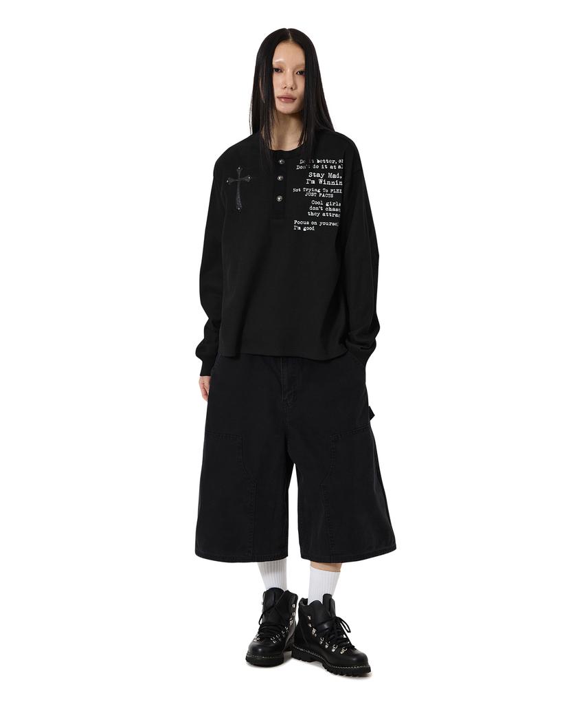 OHY Blessed Henley L/S Top - Black