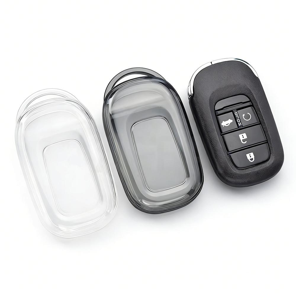 Transparent Black White Key Case For Honda Civic Accord Vezel Accessories Car Cover Key Bag Holder Shell Keychain Protection