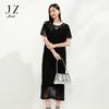Jiuzi Anna Kou Elegant Light and Mature Hand Hook Hollow Flower Short Sleeve Knitted Dress