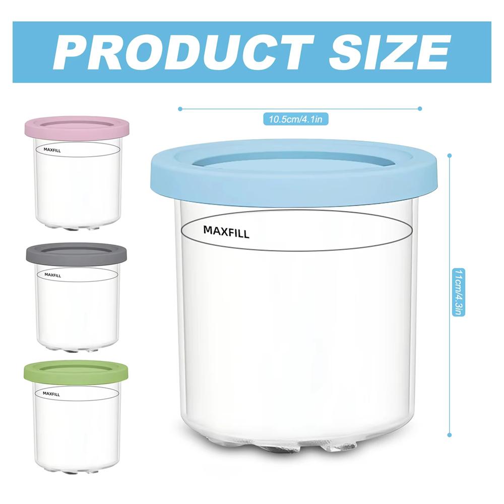 4Pcs Ice Cream Pints Cups For NINJA- CREAMIs NC299AMZ/NC300s Series Ice Cream Maker Replacements Storage Jar With Sealing Lids