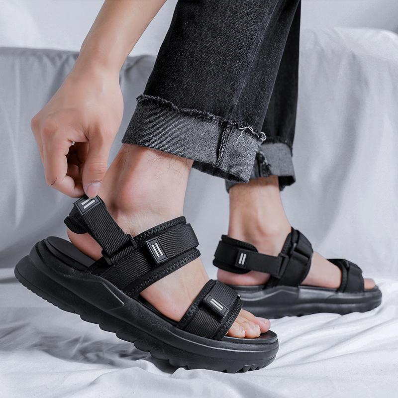 Fashion Men Casual Leather Sandals 2025 New Summer Casual Thick Bottom Walking Shoes Fashion Flat Designer Non-slip Beach Sandal Shoes
