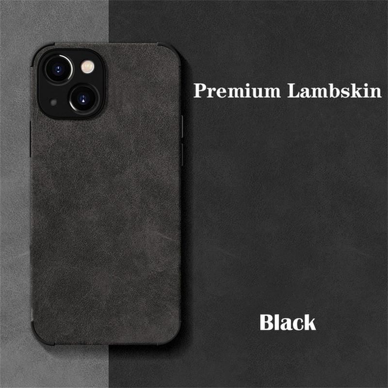 Lambskin Leather Case For iPhone 16 15 Pro Max 13 12 Pro 14 11 XR X 8 7 Matte Soft Solid Color ShockProof Cover