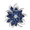 Crystal Flower Brooch Pins Women Deep Blue Flower Broches Plant Elegant Badge Jewelry Fashion Wedding Party Brooch Party Gifts