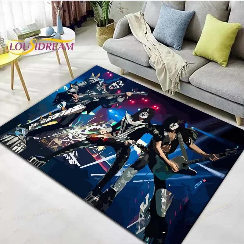 Berühmte Musik Heavy Metal Band KK-Kiss Bedruckte Teppiche Wohnzimmer Anti-Rutsch-Bereichsteppich Kinderzimmer Matten Yogamatte Großer Teppich