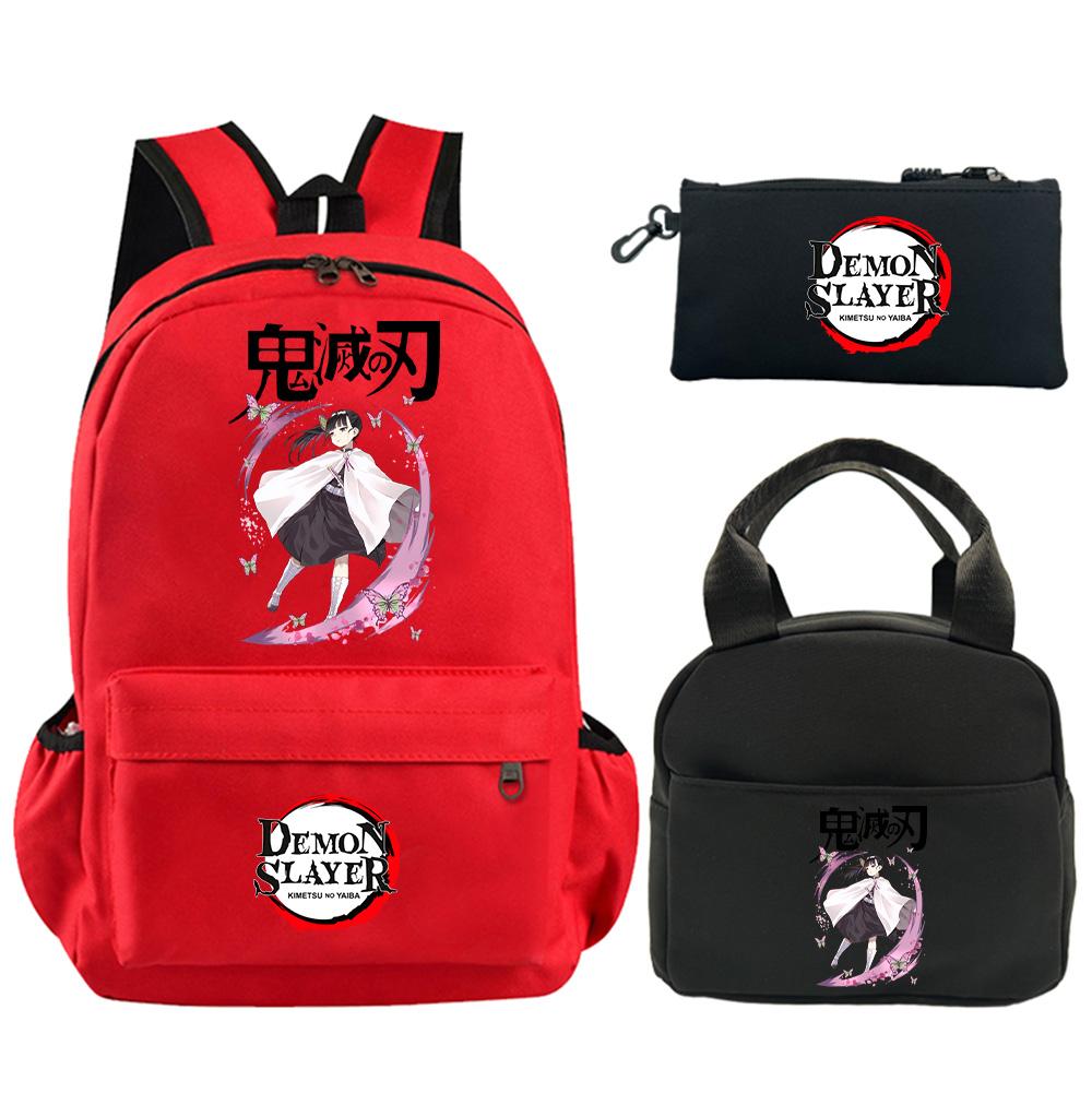 3Pcs/set Anime Demon Slayer Printed Backpack with Shoulder Bag Pencil Case for Teenager Student Boy Girl Large Capacity Waterproof Schoolbag Mochila