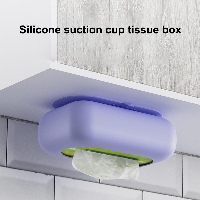New Silicone Suction Cup Tissue Box Large Capacity Desktop Tissue Drawer Anti-Wear Super Soft Durable Car Tissue Box