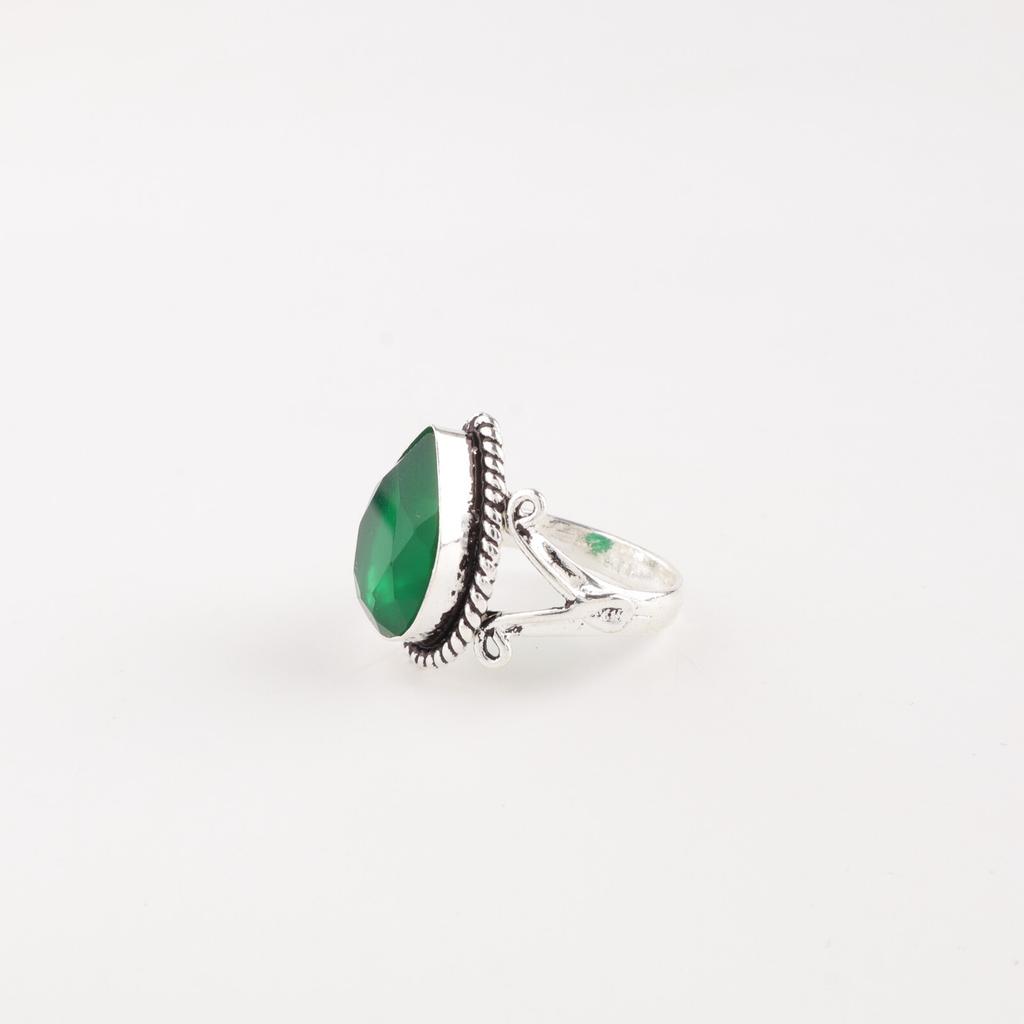 Green Onyx Gemstone 925 Sterling Silver Jewelry Handmade Women's Ring For Gift RR-57-17