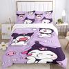 3pcs Kuromi's Playful Adventures Pattern Bedding Three-Piece Set (1 Cover + 2 Pillowcases, No Fillings),  Soft and Comfortable S055