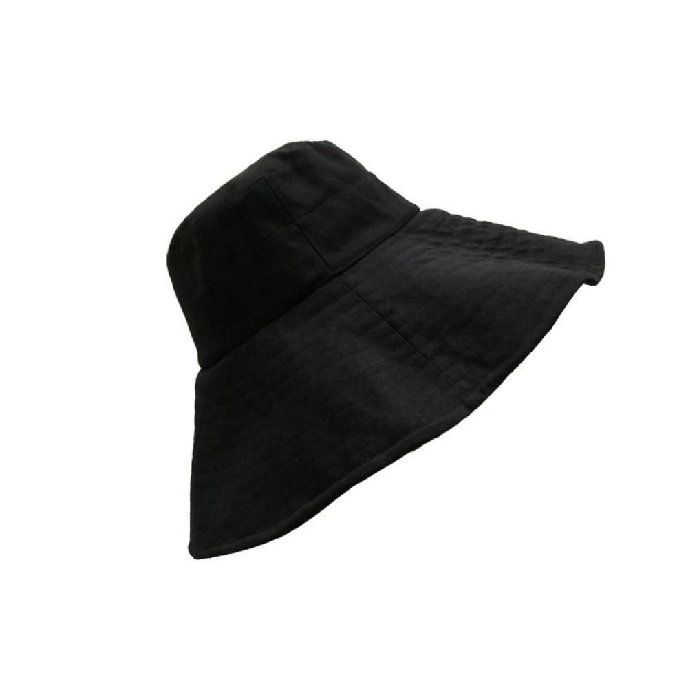 Solid Color Sun Hat 15CM Large Brim Sunshade Cap Fashion Beach Bucket Hat