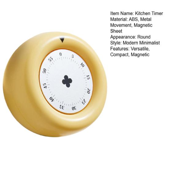 Mechanical Kitchen Timer with Magnetic Back No-Battery Visual Countdown Timer Loud Ring Easy Dial Ring Reminder Timer for Cooking Studying