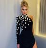 European & American High-End Sexy One-Shoulder Studded Bandage Dress - Long-Sleeved, Slim-Fitting, Luxurious.