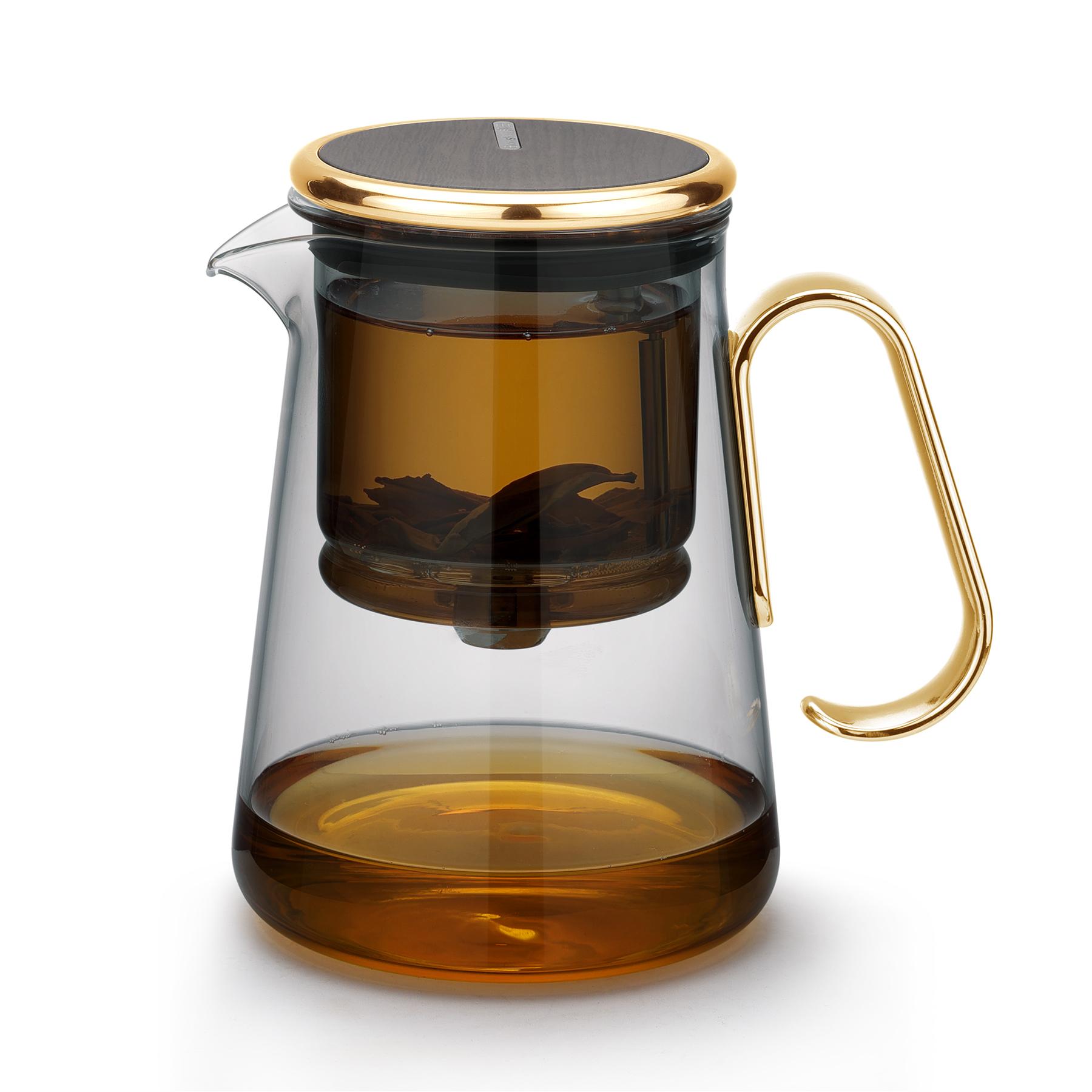 

Интегрированный чайник, чайник со стеклянным фильтром, подарок, заварник, подарочная коробка премиум-класса 700 мл. (23,67 унции) золотистый