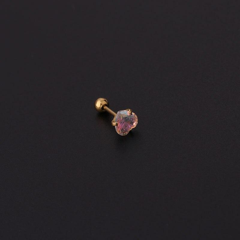 1Piece Mini AB barevné zirkonové náušnice pro ženy 2021 Trend Jewelry Náušnice Piercing Heart Start Triangle Zirkonové náušnice